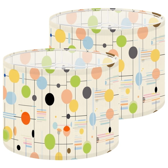Lampshades 2 Pack Abstract Geometric Circle Network Pastel Colors Cream 13"x13"x10" Light Shade for Table Lamps Floor Lamp Shades Lampshade Replacement Easy Assembly