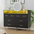 thumbnail image 2 of Commode Moderne à 8 Tiroirs avec Station de Recharge et Lumières RVB / Grand Commode de Chambre avec 3 Prises + 2 Ports USB, Éclairage DEL Contrôlé par Application pour Configuration de Jeu, 2 of 6