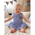 thumbnail image 6 of BemeyourBBs Kids Toddler Baby Girl 4th of July Dress Outfit Patriot Independent Day Clothes Baby Girl Fourth ofJuly Outfit Sleeveless Doll Collar USA America Flag Embroidery Striped Summer Dress, 6 of 9