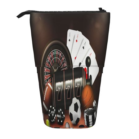Picia Casino And Sports Print Telescopic Pencil Case, Telescopic Pen Holder Telescopic Pencil Pouch Bag Stationery Pencil Case Box Storage Organizer Makeup Bag
