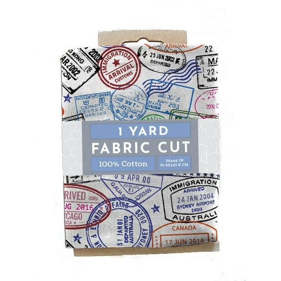 Fabric Cuts PASSPORT STMP WHITE