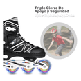 thumbnail image 3 of Patines En Línea Profesionales Adulto Ajustables Con Luces  talla XL Negro Lineas Blancos, 3 of 5