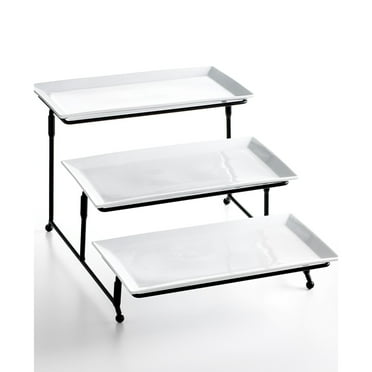 Elama 3 Tier Rectangular Plate Porcelain Serveware Set