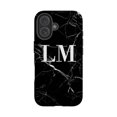 thumbnail image 1 of Personnalisé Initiales Marbre Noir Étui iPhone 16, iPhone 16 Pro Max, 1 of 4