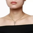 thumbnail image 2 of Simple Silver Cross Pendant Stainless Steel Men Women's Couple Necklaces Jewelry, 2 of 5
