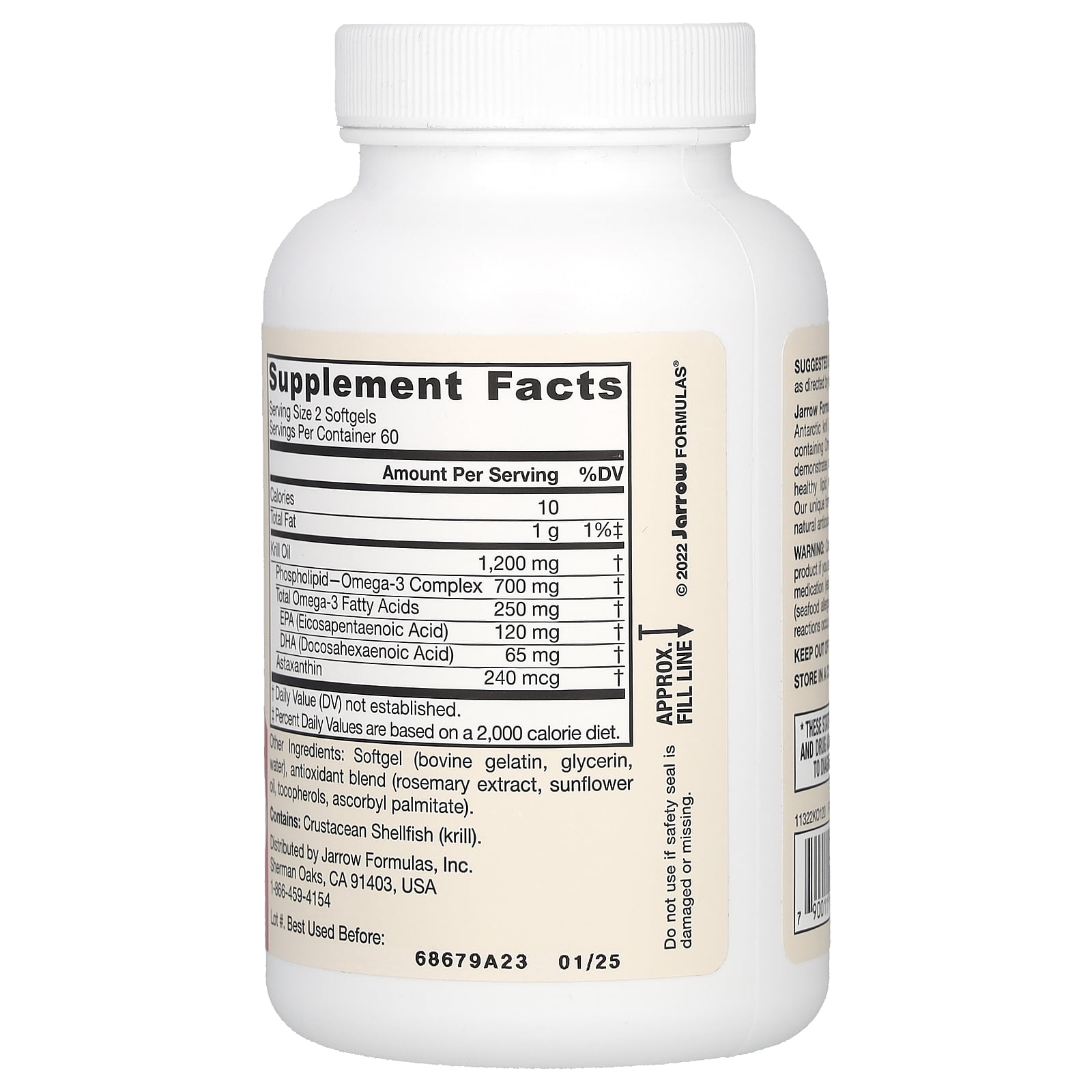 Jarrow Formulas Krill Oil, 120 Softgels (600 mg per Softgel)