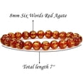 thumbnail image 2 of Angelstones Natural Six Words Red Agate 8mm Round Beads Stretch Bracelet 7" Unisex, 2 of 4