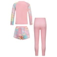 thumbnail image 2 of YIZYIF Toddlers Girls UPF 50+ Rashguard Tie-dye Print Bathing Suit for Pool Swimming Training 3-Piece Swimsuit Pink 5-6, 2 of 7