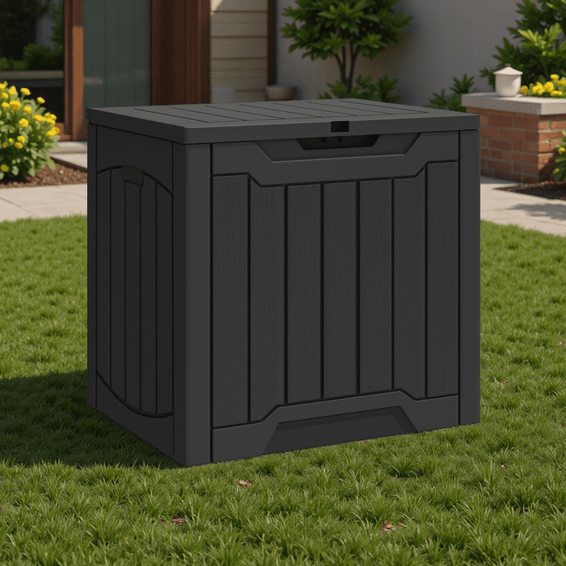 Uforic 31 Gallon Outdoor Waterproof Resin Deck Box, Outdoor Side Table, Resin Outdoor Storage Box, Black