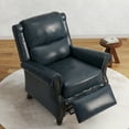 thumbnail image 2 of DREAMSIDEA Pushback Recliner Chair Faux Leather Wingback Chair Home Theater Single Sofa for Living Room, Navy Blue, 2 of 9