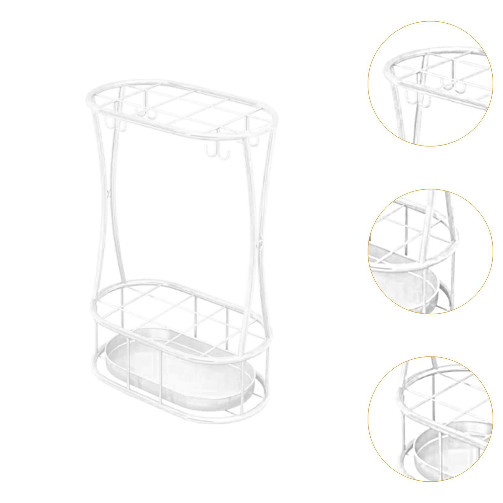 TISHITA Umbrella Rack Umbrella Holder Storage Box Sturdy Rain Water Drip Tray Iron Umbrella Organizer Umbrella Storage Rack for Hotel White