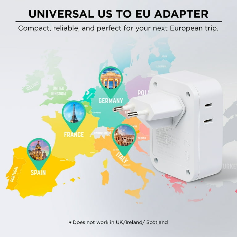 Merkury Innovations EU Travel Adapter with 6 Outlets & USB photo 3