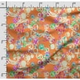 thumbnail image 2 of Soimoi Watercolor Floral Print,Cotton Cambric, Quilting Fabric Sold by The Yard 42 Inch Wide, Medium Weight Cotton Fabric, SewingSupplies, Orange, 2 of 5