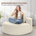 thumbnail image 6 of Hawsaiy 56.3" Oversized Round Chaise Lounge Sofa, Deep Seat Sleeper Loveseat with 3 Supportive Pillows, Wide Armrest, No Assembly Required, Corduroy Fabric Sofa Bed for Living Room or Bedroom, 6 of 10