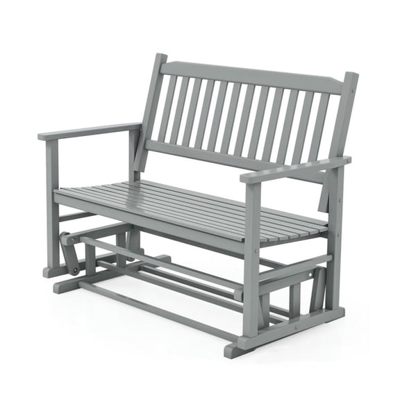 YYAo Garden Benches, Outdoor Bench, 2 Seats Outdoor Glider Bench with Armrests and Slatted Seat-Gray
