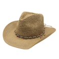 thumbnail image 5 of OOOUM Breathable Cowboy Hat For Men Women Western Style Beaded Band Straw Sun Hat Festival Outdoor Vacation Cowgirl Hat Khaki, 5 of 5