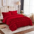 thumbnail image 2 of Half Ruffle Duvet Cover Set 5 Piece, 100% Egyptian Cotton, with Hidden Zipper Closure, 400 Thread Count, Half Ruffle Design, Extra Soft and Luxury - Burgundy Solid, Super King Size., 2 of 4