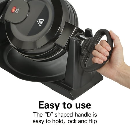 Hamilton Beach - Double Belgian Waffle Maker with Removable Nonstick Plates - Black