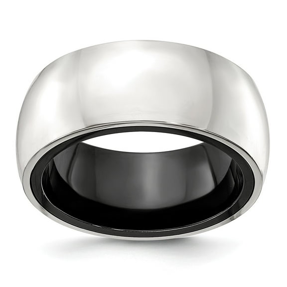 Two-Tone Titanium Silver Ring Band Wedding Silver Tone