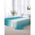 thumbnail image 6 of Ombre Turquoise Flat Sheets Only King Size, Soft Breathable Bed Top Sheets for Mattress, Gradient White Abstract Minimalist Stripe Luxury Bedding Flat Sheets for Home Hotel Bedroom Bed Protection, 6 of 9