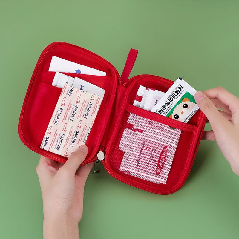 Trousse De Secours Vide Portable – Mini Sac Médical Imperméable 3 Poches – Pour Rangement Médicaments Et Premiers Soins En Voyage