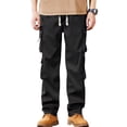 thumbnail image 2 of Work Pants For Men Retro Trend Versatile Plus Size Loose Straight Leg Casual Pants for Construction, Outdoor and Workwear,Black,L, 2 of 5