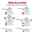 thumbnail image 3 of KitchenAid 5-Ply Clad 10 Pcs Stainless Steel Cookware Induction Pots and Pans Set, Dishwasher Safe, Metal Utensil, Broiler and Oven Safe to 500°F, Polished Stainless Steel, 3 of 11
