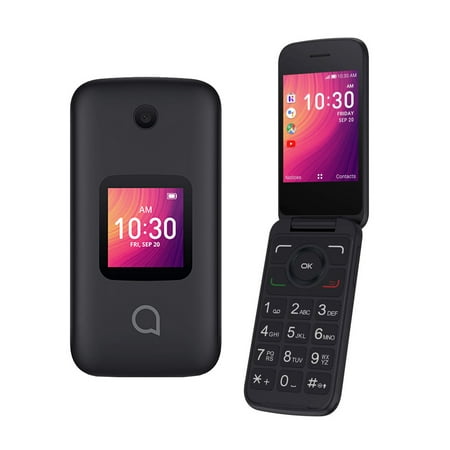Pre-Owned Alcatel GO Flip 3 4052W 4G LTE Flip Phone (T-Mobile Only) Easy Senior Use, Black (Good)