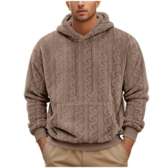 Mens Big and Tall Hoodies Pullover Fall Casual Oversized Long Sleeve Hooded Sweatshirt with Pockets for Men (Brown 2XL)