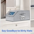 thumbnail image 4 of Aokeyee Hat Boxs for Baseball Caps - 2PCS Hat Organizer for Closet Stackable Storage with Clear Window Lid, Breathable Fabric (Grey), 4 of 6