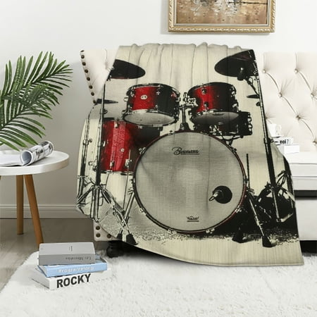 BCIIG Drum Set Warm Lightweight Blanket Soft Fleece Throw Blanket for All Seasons Living Rooms Sofa Decor Cow Gifts Pack of 1 Size: 50×60 Inches 40x50in
