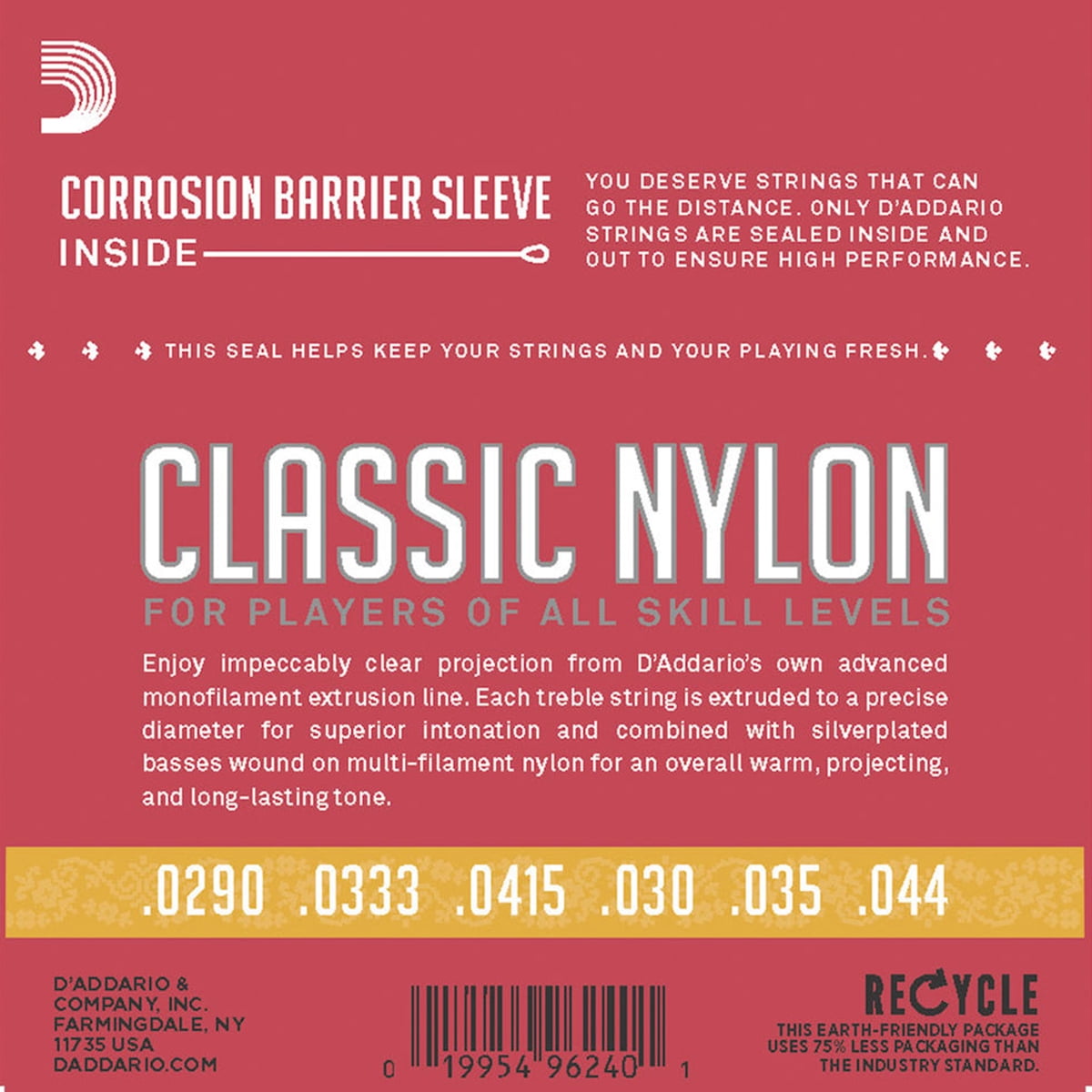 D'Addario Guitar Strings 5-Pack EJ27N 3/4 Student Size Classical