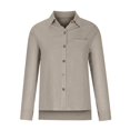 thumbnail image 4 of Button Down Shirts for Women Cotton Linen Long Sleeve Collared Blouses Side Slit Dressy Casual Business Work Tops with Pockets, 4 of 5