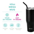 thumbnail image 2 of Swig Life 40oz Mega Mug | Insulated Stainless Steel Tumbler with Handle | Black, 2 of 7
