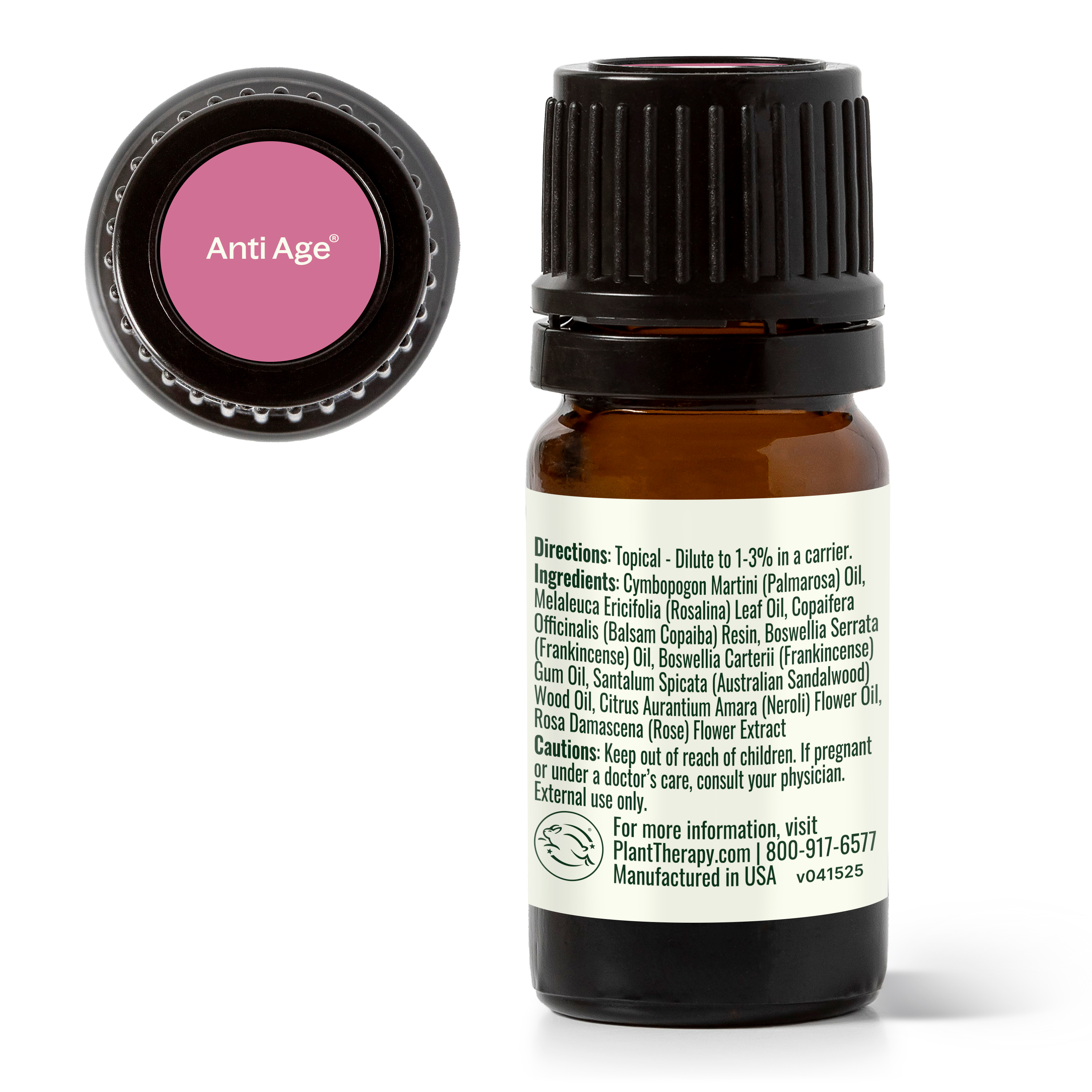 Plant Therapy Anti Age Essential Oil Blend 5 mL (1/16 oz) 100 percentage Pure, Undiluted, for Fine Lines, Wrinkles, and Elasticity.