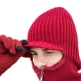 thumbnail image 4 of Cheers.US 1 Set Cold Weather Balaclava Ski Mask Windproof Fleece Thermal Face Mask Motorcycle Neck Warmer Hood Winter Gear Hat Gloves Wear Resistant Comfortable to Wear Zipper Closure Men Beanie, 4 of 5