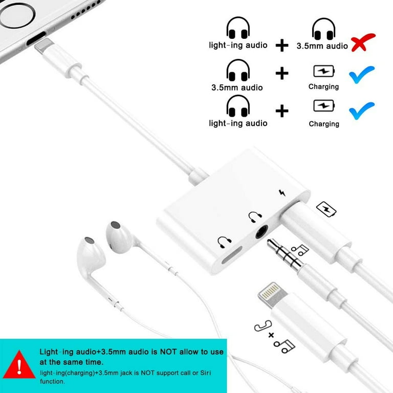 Dual 3.5mm Headphone Jack & Charge Splitter Adapter Compatible