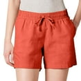 thumbnail image 2 of Bmisegm Womens 5 Inch Inseam Drawstring Linen Blend Short Pants for Women Orange XXL, 2 of 7