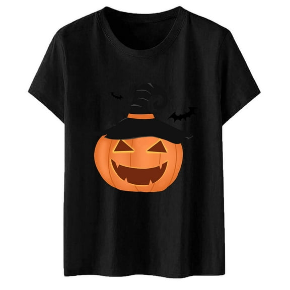 Towmus Fall Shirts for Women's Pumpkin Face T-Shirt Funny Lantern Shirt for Women Cute Graphic Tees