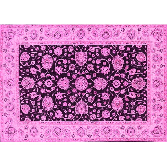 Ahgly Company Indoor Rectangle Oriental Pink Traditional Area Rugs, 7' x 9'