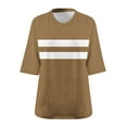 thumbnail image 5 of RongHuan 3/4 Sleeve T-Shirts for Women Plus Size Striped Tops Loose Fit Crew Neck Tshirt Oversize Color Block Shirt, 5 of 5