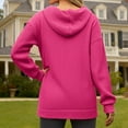 thumbnail image 4 of XIAOCHA Womens Hoodies Button V Neck Long Sleeve Solid Color Ribbed Knit Hooded Sweater Simpel Oversized Pullover Drawstring Top Hot Pink, 4 of 6