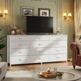 thumbnail image 3 of 55" Long Dresser for Bedroom with 9 Big Drawers & 3 Small Drawers TV Stand for 60 inch TV Entertainment Center, White, 3 of 9