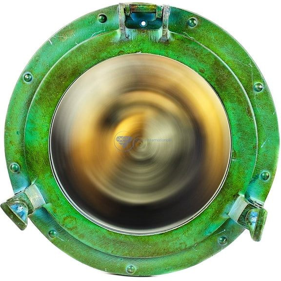 Nagina International Shipwrecked Artificially Rustic Vintage Ship's Porthole Mirror | Pirate's Exclusive Nautical Wall Decor & Gifts (20 Inches, Green Patina)