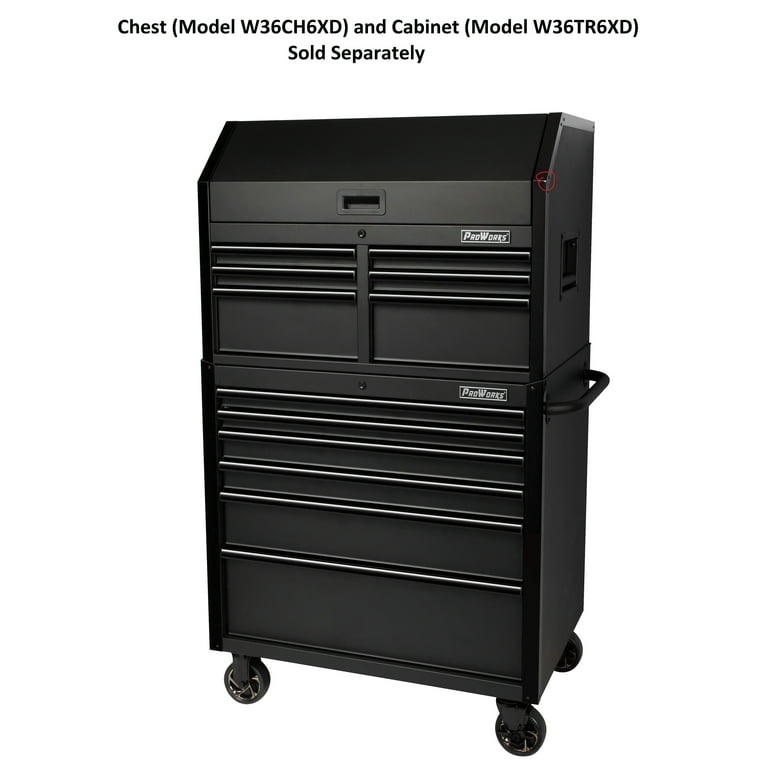 ProWorks 36 Inch Wide x 24.5 Inch Deep 6 Drawer Rolling Tool