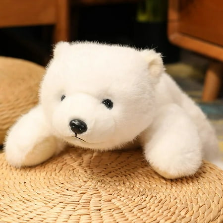 1pc 30-65cm Cute Giant Panda Polar Bear Brown Bears Plush Toys Lifelike Fluffy Lying Animals Doll for Kids Xmas Gifts Room Decor 65cm White