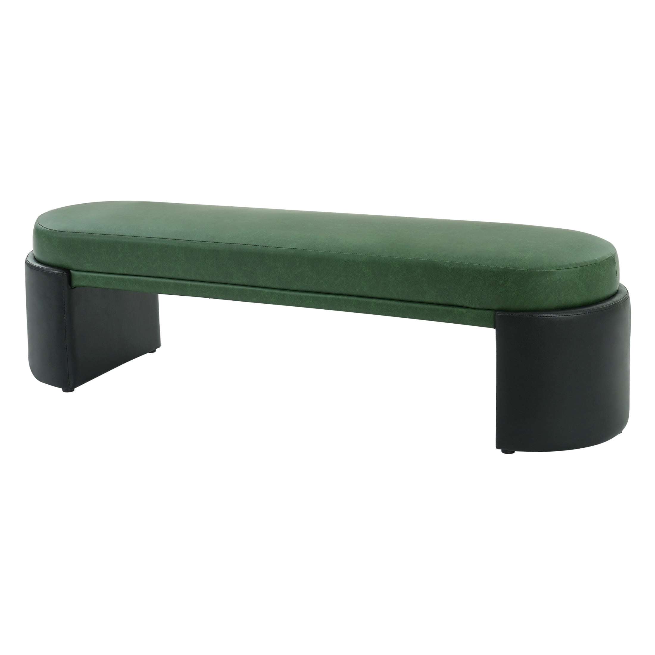 Christopher Knight Home 62.8" Modern PU Leather Upholstered Ottoman Bench with Legs, Green+Black