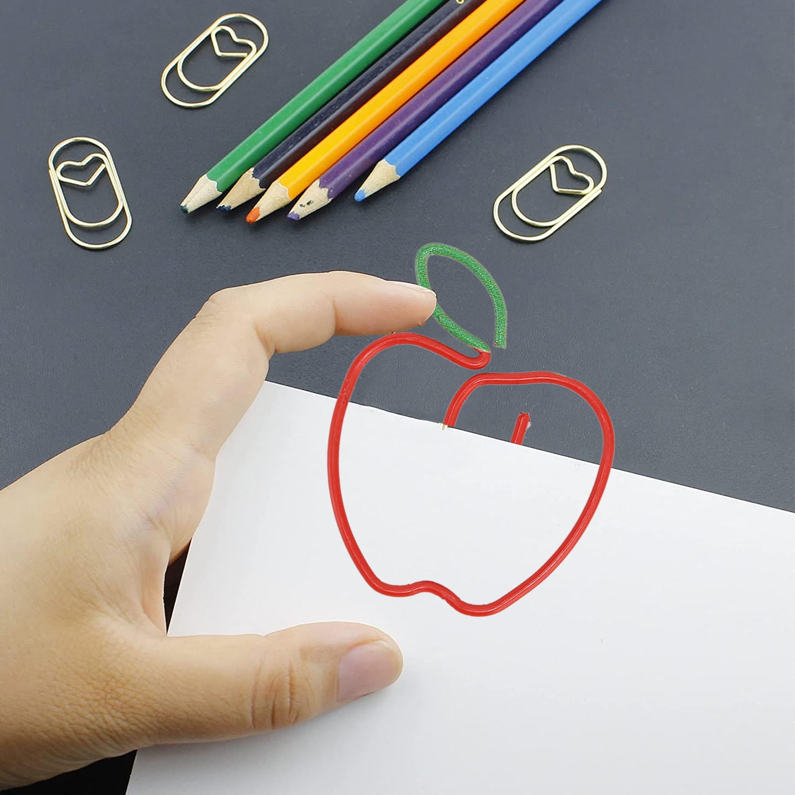 YAHHU 100pcs Cute Fruit‑Shaped Metal Paper Clips – Rust‑Proof, Slip‑Resistant, Decorative, Durable for Office & Home
