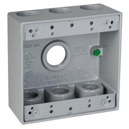 Gang Deep Weatherproof Box Taymac DB775S 4-1/2-Inch X 4-1/2-Inch Gang 2-Inch Deep Weatherproof Box, 3/4-Inch Outlets, Gray ()