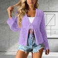 thumbnail image 4 of JGGSPWM Crochet Cardigan for Womens Long Sleeve V Neck Tie Front Knit Shrug Summer Beach Vacation Hollow Out Cover Up Purple XL, 4 of 5